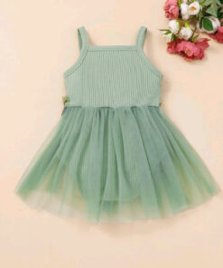 Mint Ribbed Dairy Romper Dress - Image 5