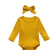 Mustard polka romper with matching headband