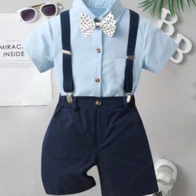 Navy Polka-dot 3PCS Gentleman Suit