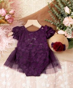 Purple Lace Photoshoot Romper and Headband - Image 4