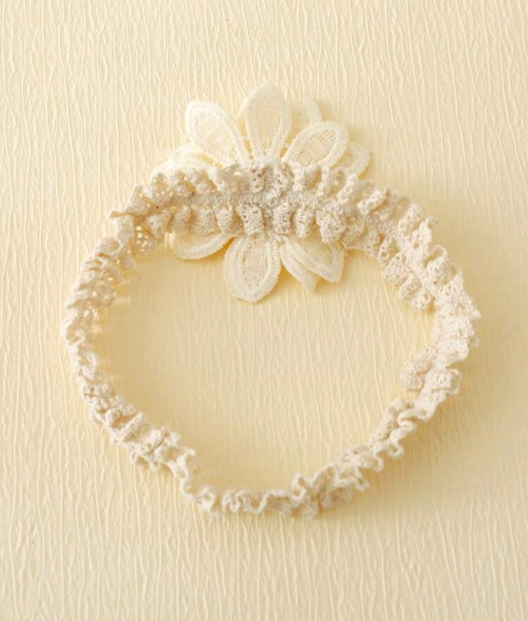 Off White Lace Floral Headband and Socks - Image 2