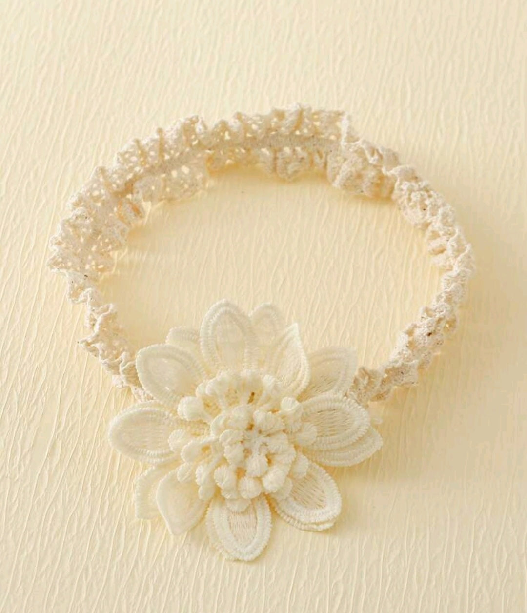 Off White Lace Floral Headband and Socks - Image 4
