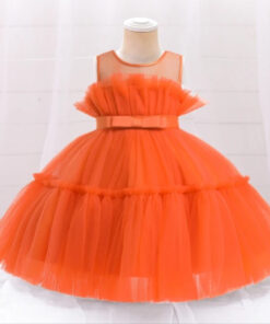 Orange Ruffle Special Occasions Dress - Image 3