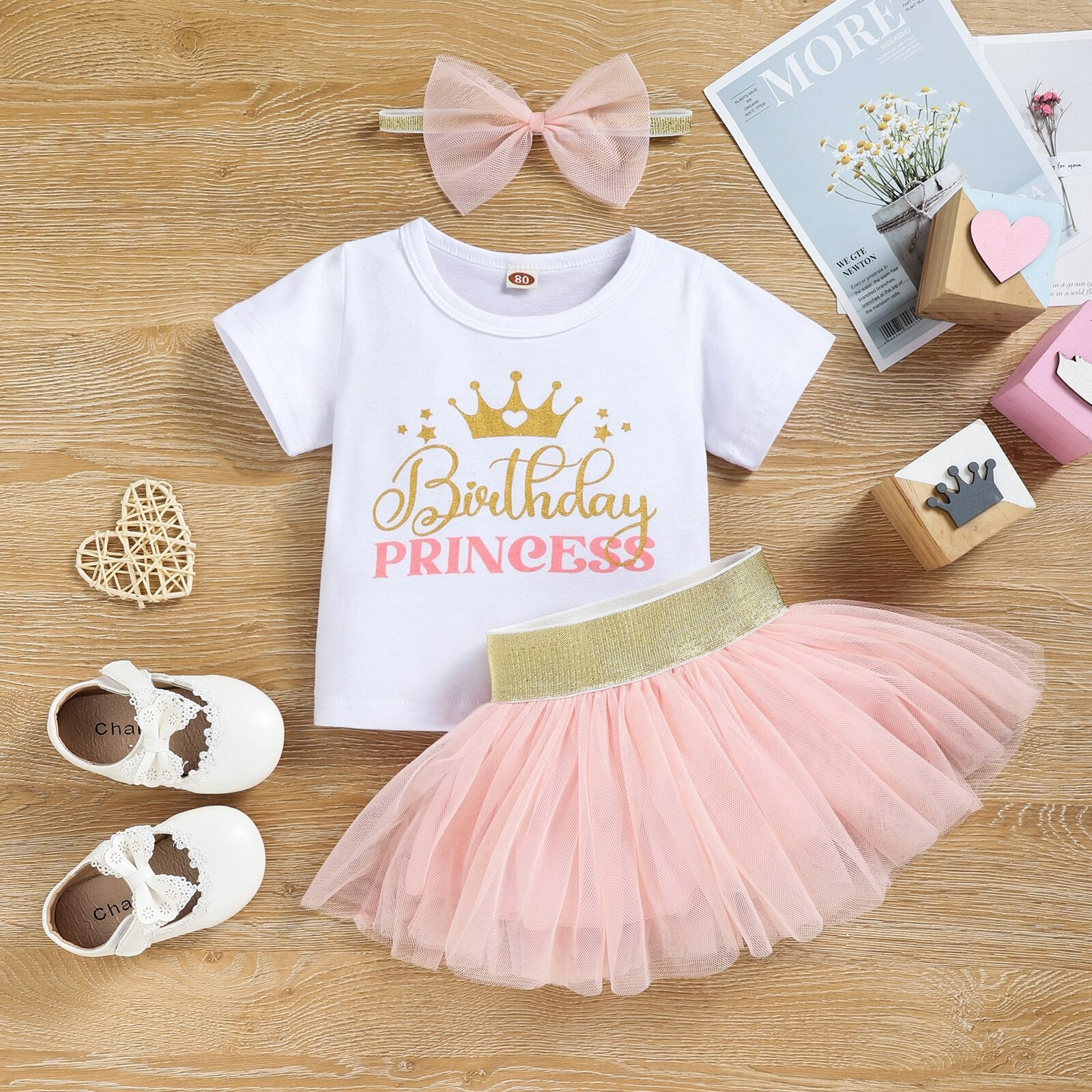 Pink birthday princess with matching tutu and headband(18-24m) - Image 2