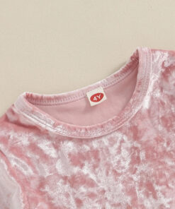 Pink Velvet and Mesh long Sleeve Dress - Image 4
