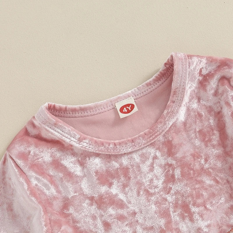 Pink Velvet and Mesh long Sleeve Dress - Image 4