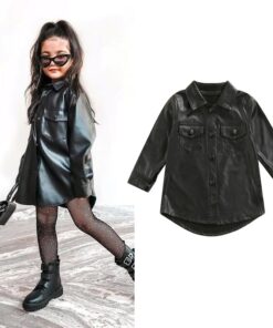 Pleather shirt dress