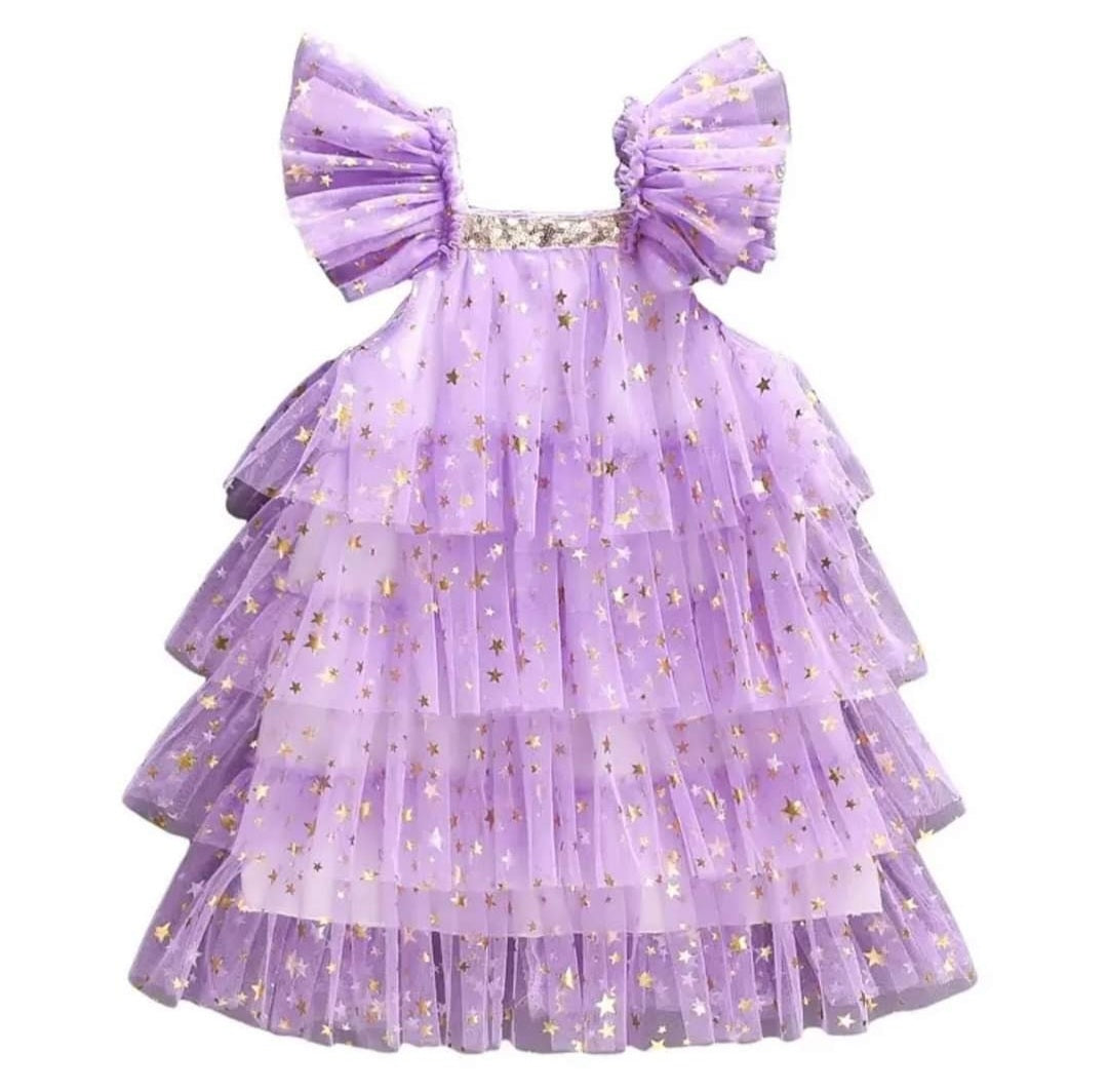 Purple Ruffle Star Tulle Dress - Image 7