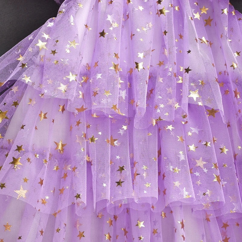Purple Ruffle Star Tulle Dress - Image 5
