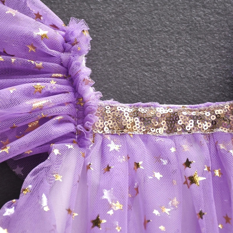 Purple Ruffle Star Tulle Dress - Image 4
