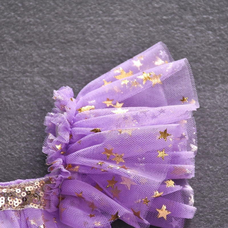 Purple Ruffle Star Tulle Dress - Image 3