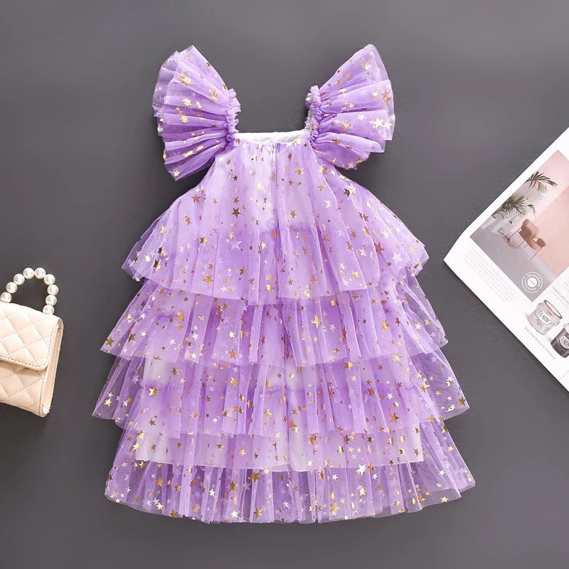 Purple Ruffle Star Tulle Dress - Image 2