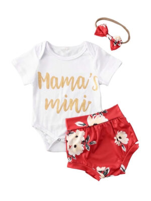 Red floral mamas mini 3 piece set