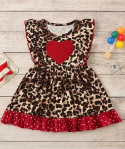 Red heart leopard dress