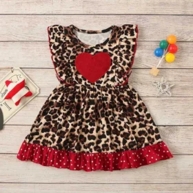 Red heart leopard dress