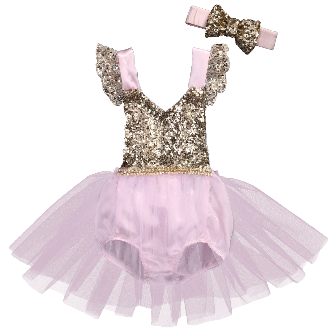 Pink and Sequins Romper with Romantic Tutu - Image 16