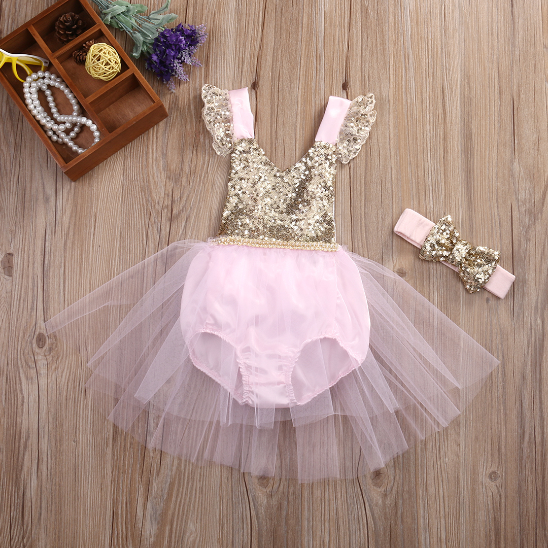 Pink and Sequins Romper with Romantic Tutu - Image 15