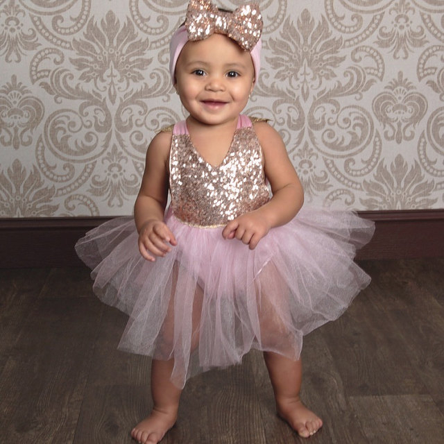 Pink and Sequins Romper with Romantic Tutu - Image 8