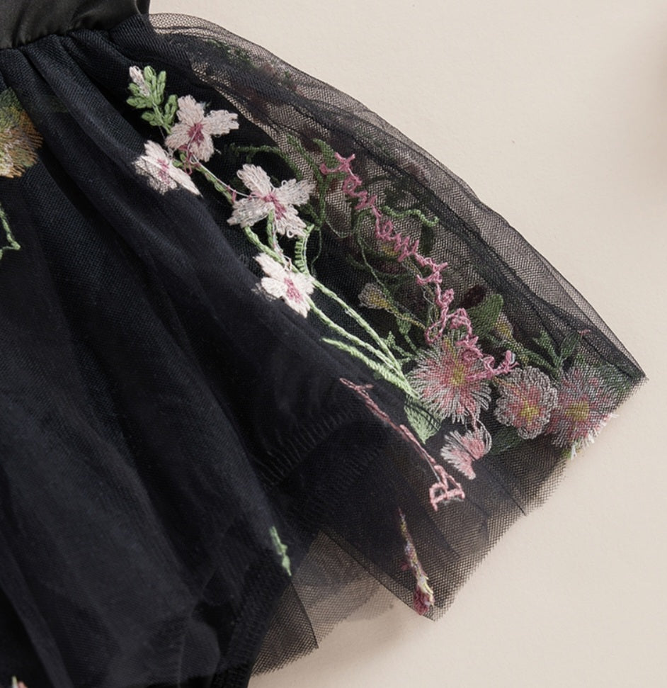 Embroidered Black Romper and Headband - Image 3