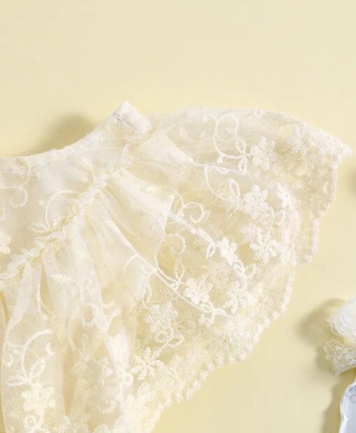Off White Ruffle Lace Dress - Image 4