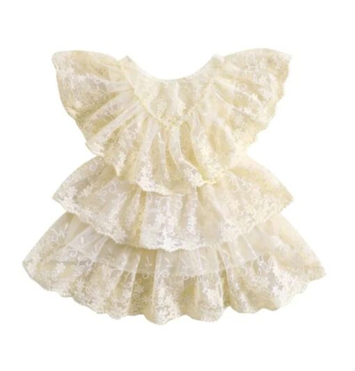 Off White Ruffle Lace Dress