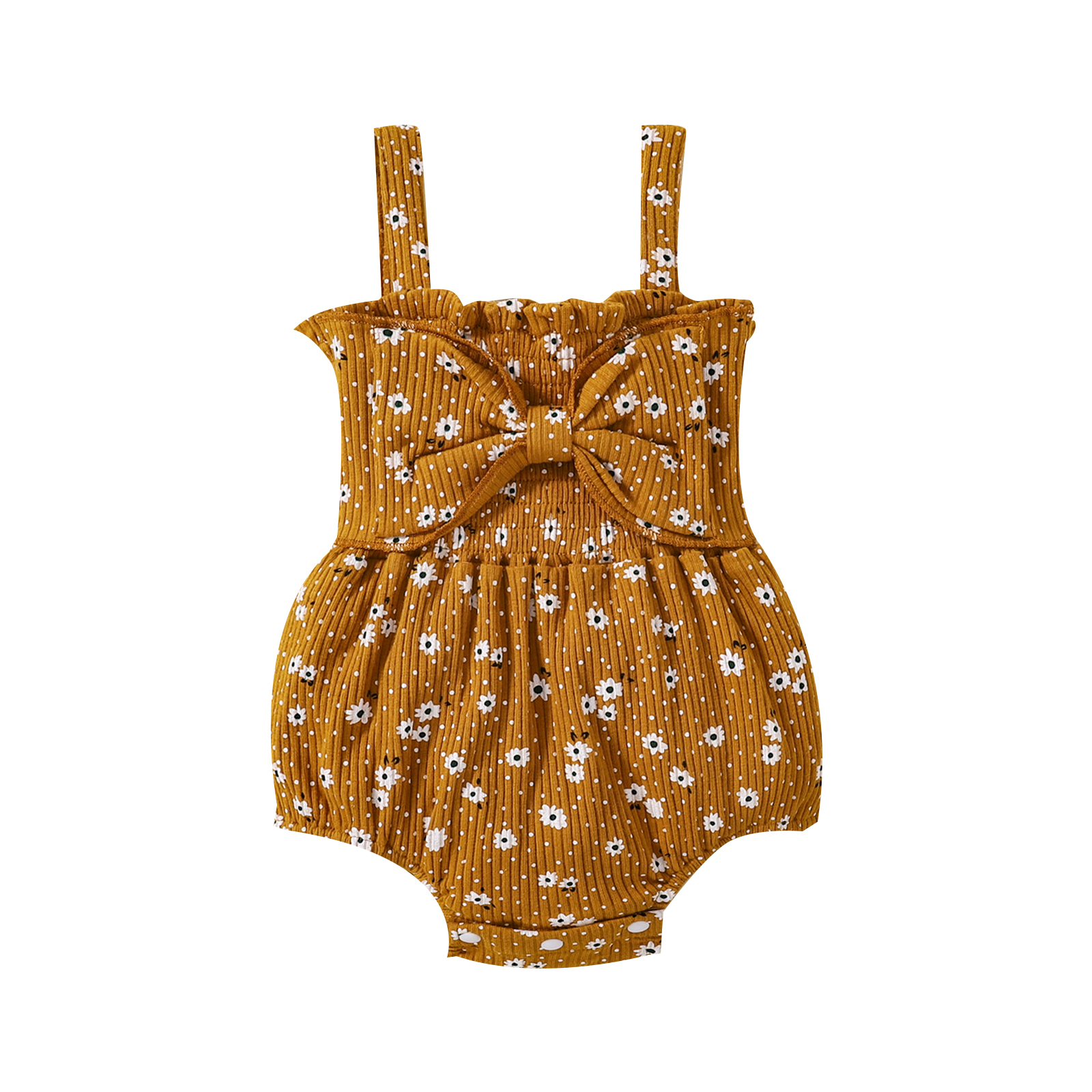 Gorgeous mustard floral bloomer with big bow