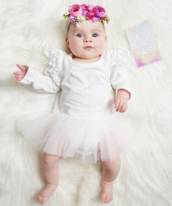 White flutter sleeve tulle romper