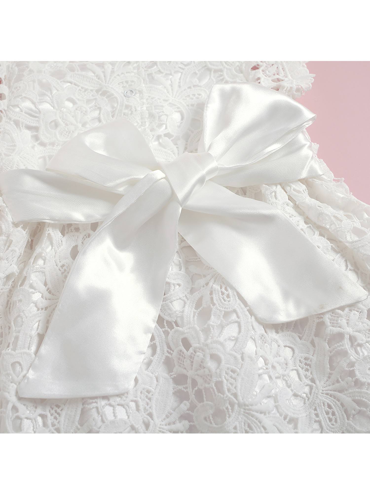 White lace romper with silk ribbon tie - Image 2