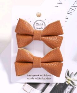 Tan Leather Hair Clips 2's