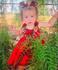 Red Silk Boho Rose Dress