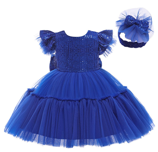Royal Blue Special Occasions Dress and Headband - Image 3