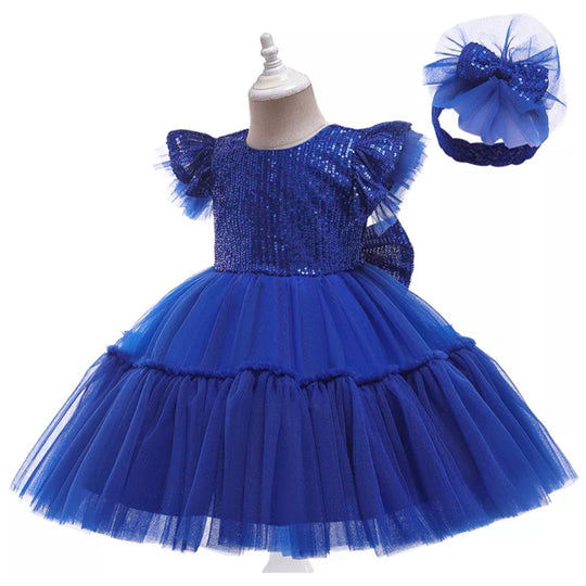 Royal Blue Special Occasions Dress and Headband - Image 2