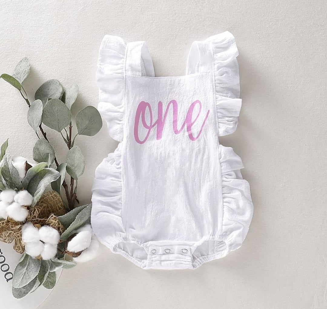 First Birthday White Romper - Image 4