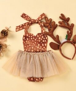 Reindeer Christmas Romper with Hair Accessory - Image 5