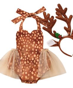 Reindeer Christmas Romper with Hair Accessory - Image 4