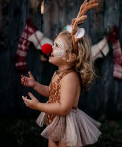Reindeer  Christmas Romper with Hair Accessory