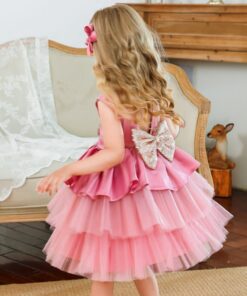 Dusty Pink Formal Dress with Sequins Bow (Extra Puffy)
