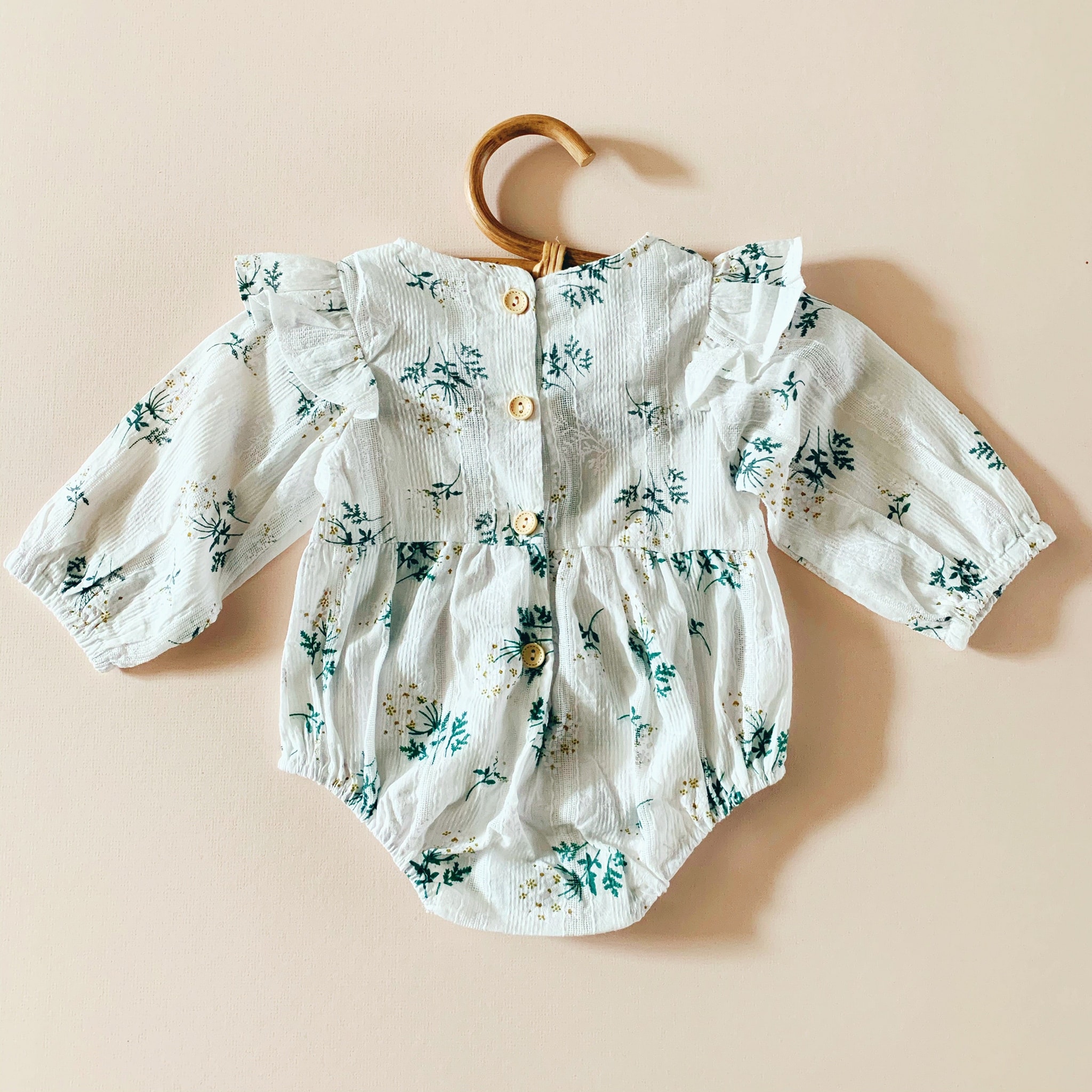 Vintage Floral Balloon Romper Sibling Outfit - Image 3