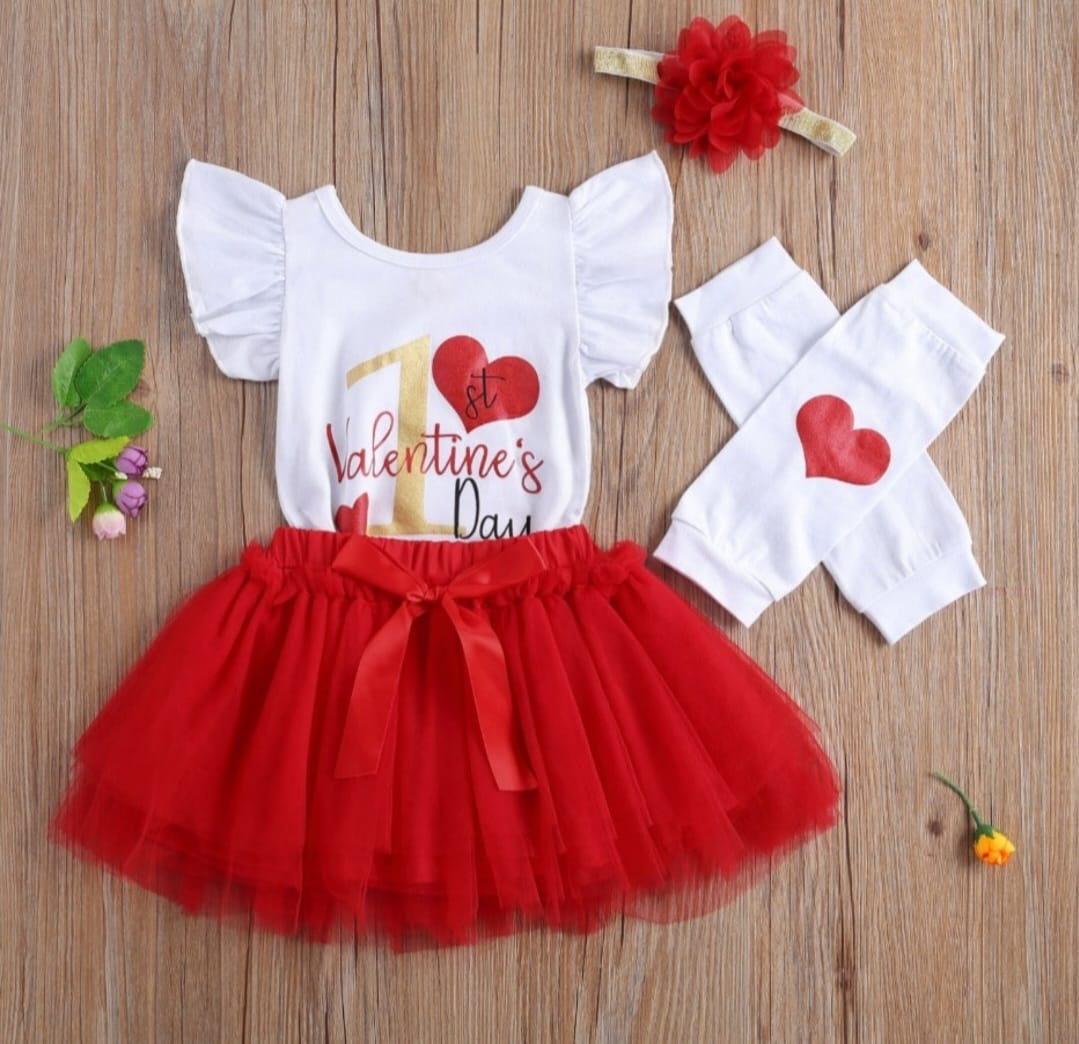 My First Valentine's day Romper with Tutu Leg Warmers and Headband - Image 3
