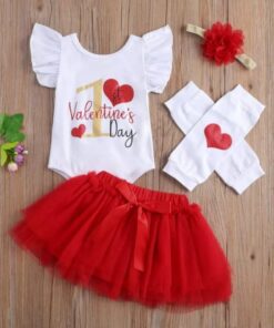 Alternative view of My First Valentine's day Romper with Tutu Leg Warmers and Headband