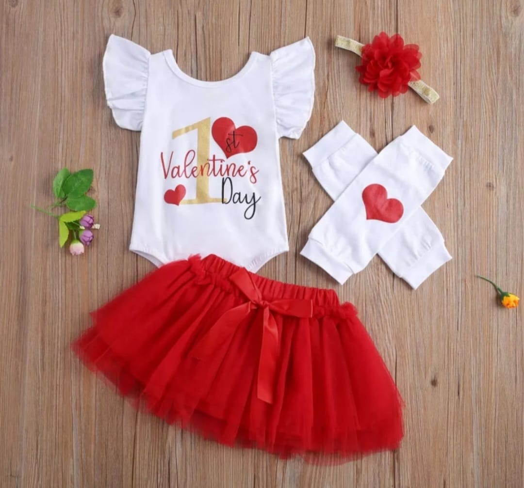 My First Valentine's day Romper with Tutu Leg Warmers and Headband - Image 2