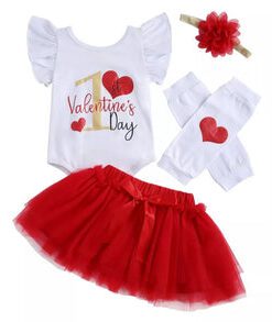 My First Valentine's day Romper with Tutu Leg Warmers and Headband
