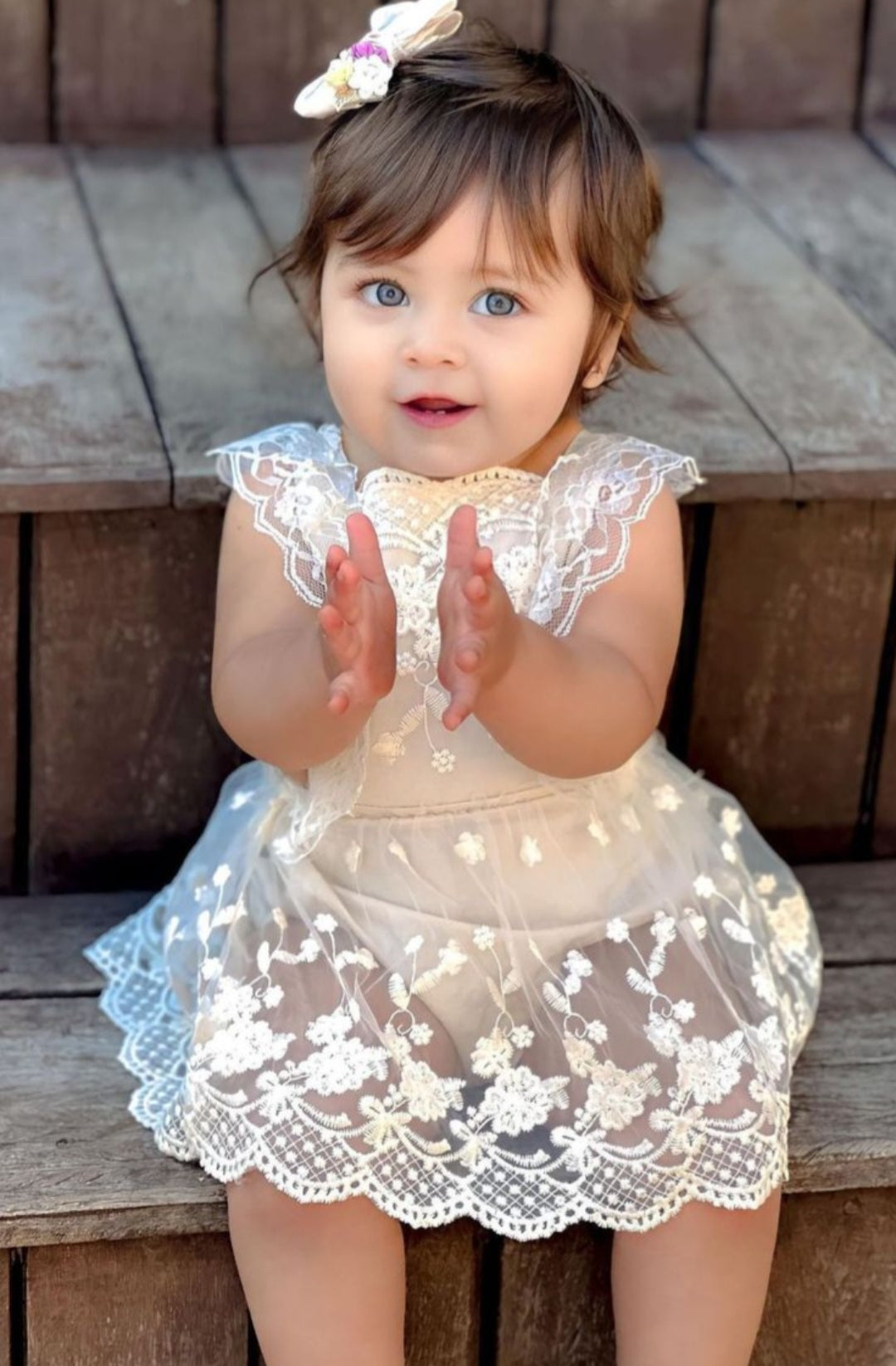 Vintage Lace Romper Ivory - Image 9