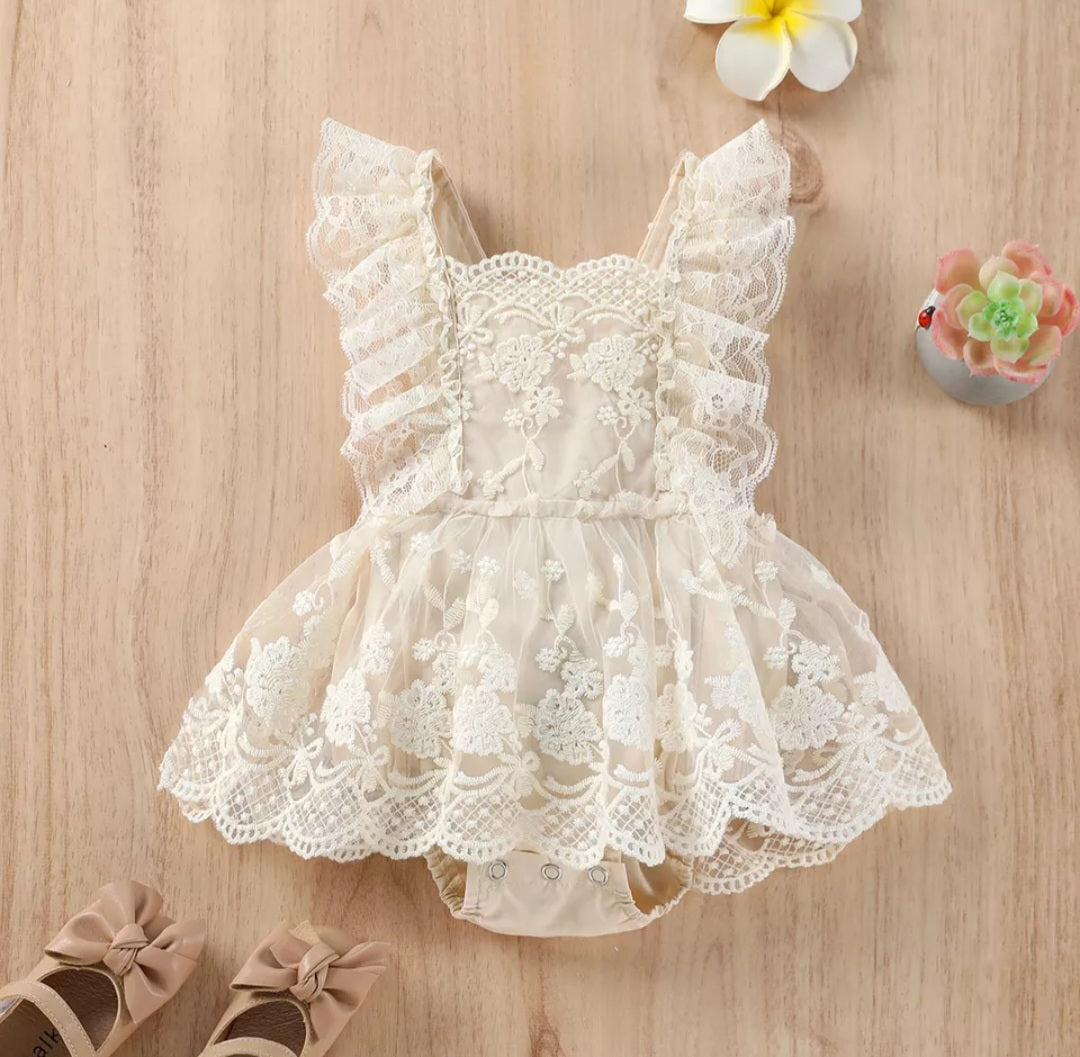 Vintage Lace Romper Ivory - Image 8
