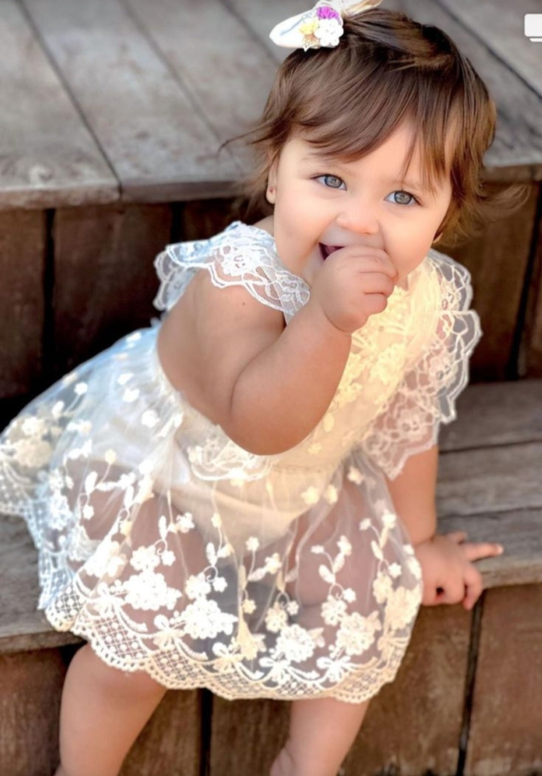 Vintage Lace Romper Ivory