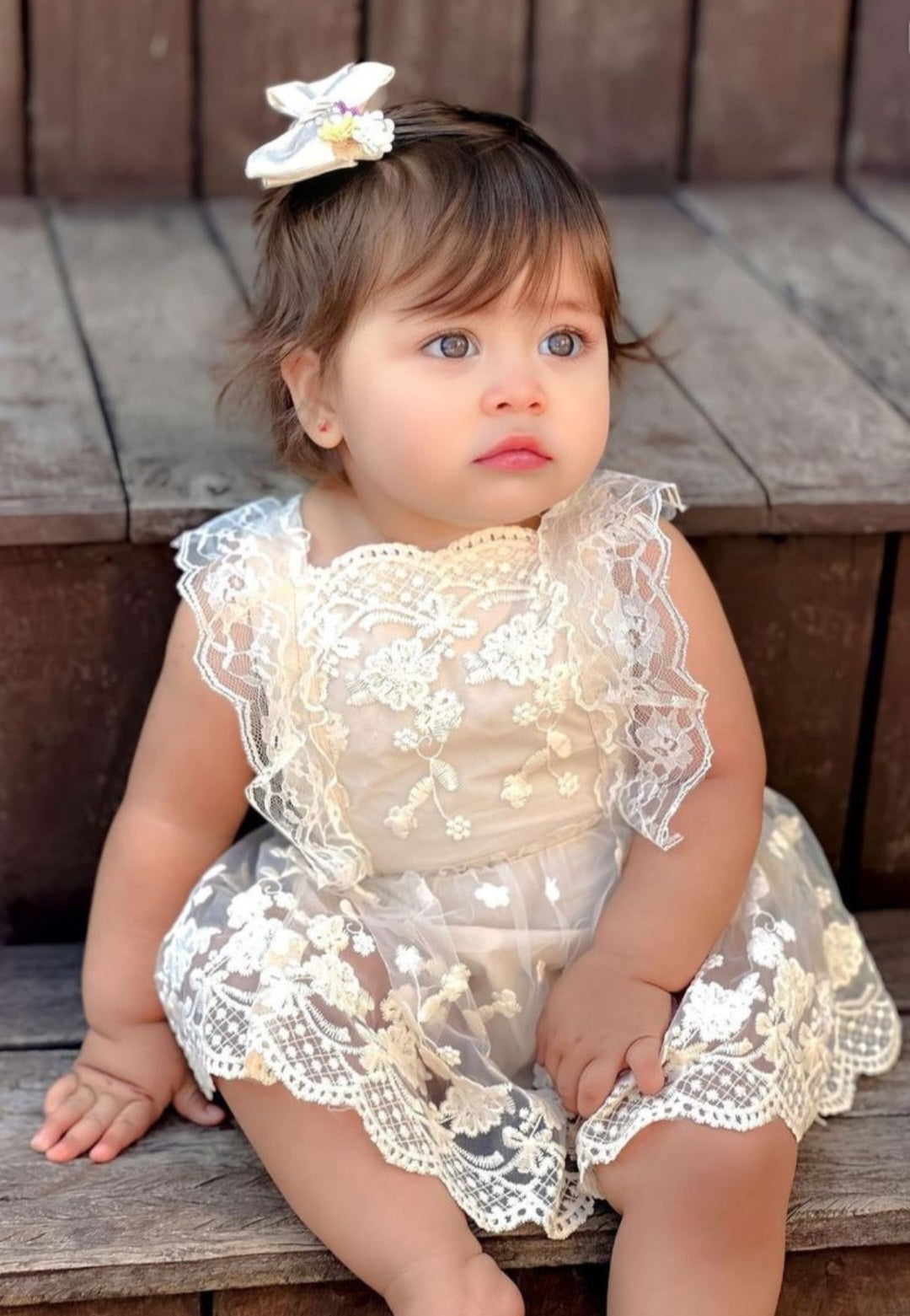 Vintage Lace Romper Ivory - Image 3