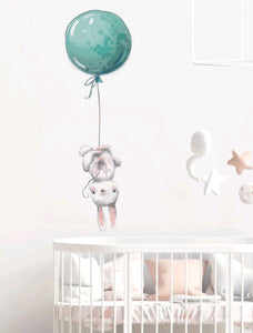 Bunny Teal Balloon Wall Sticker