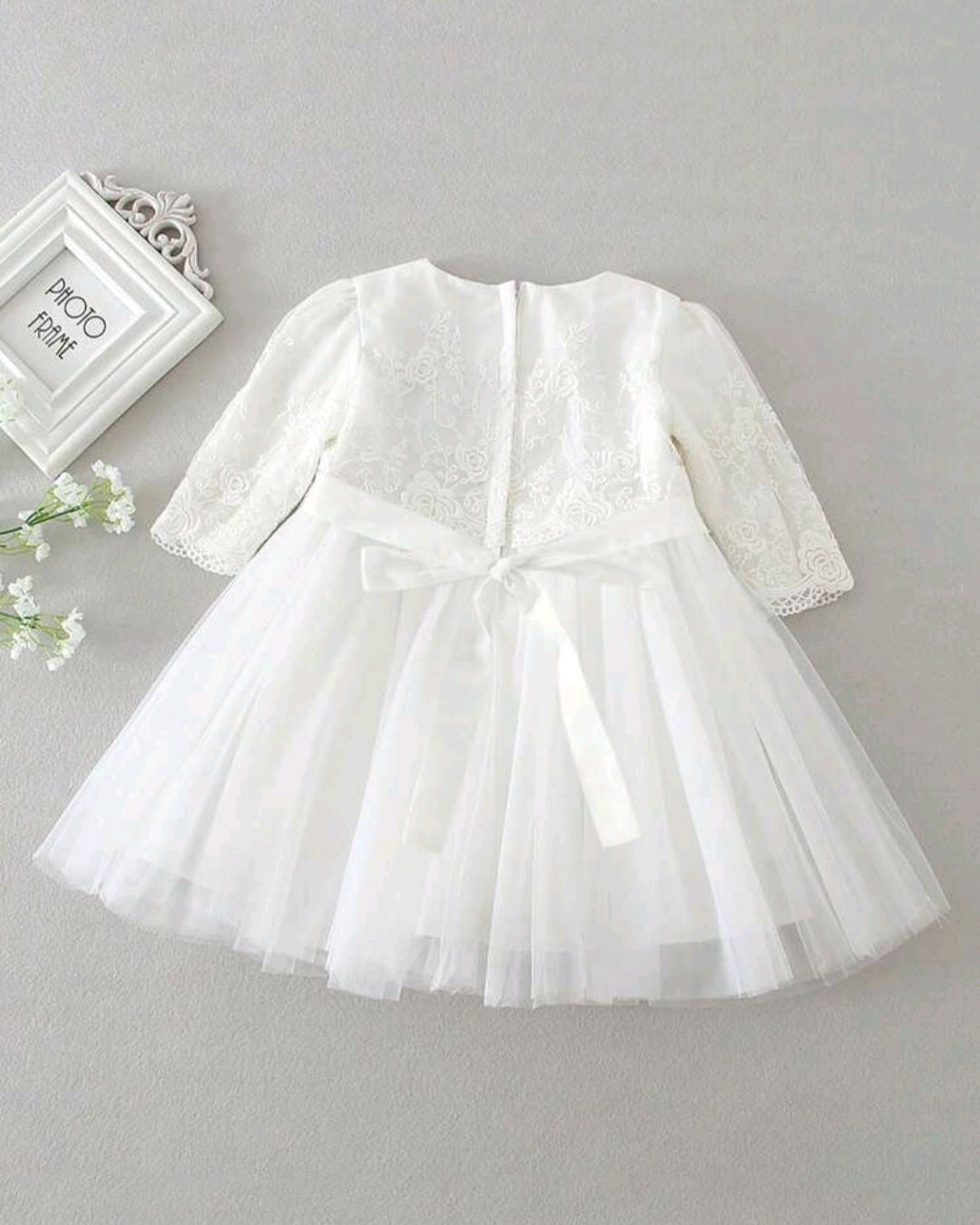 White Lace Long Sleeve Dress