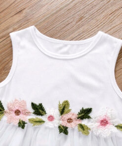 White Ribbed Floral Dress - Image 4