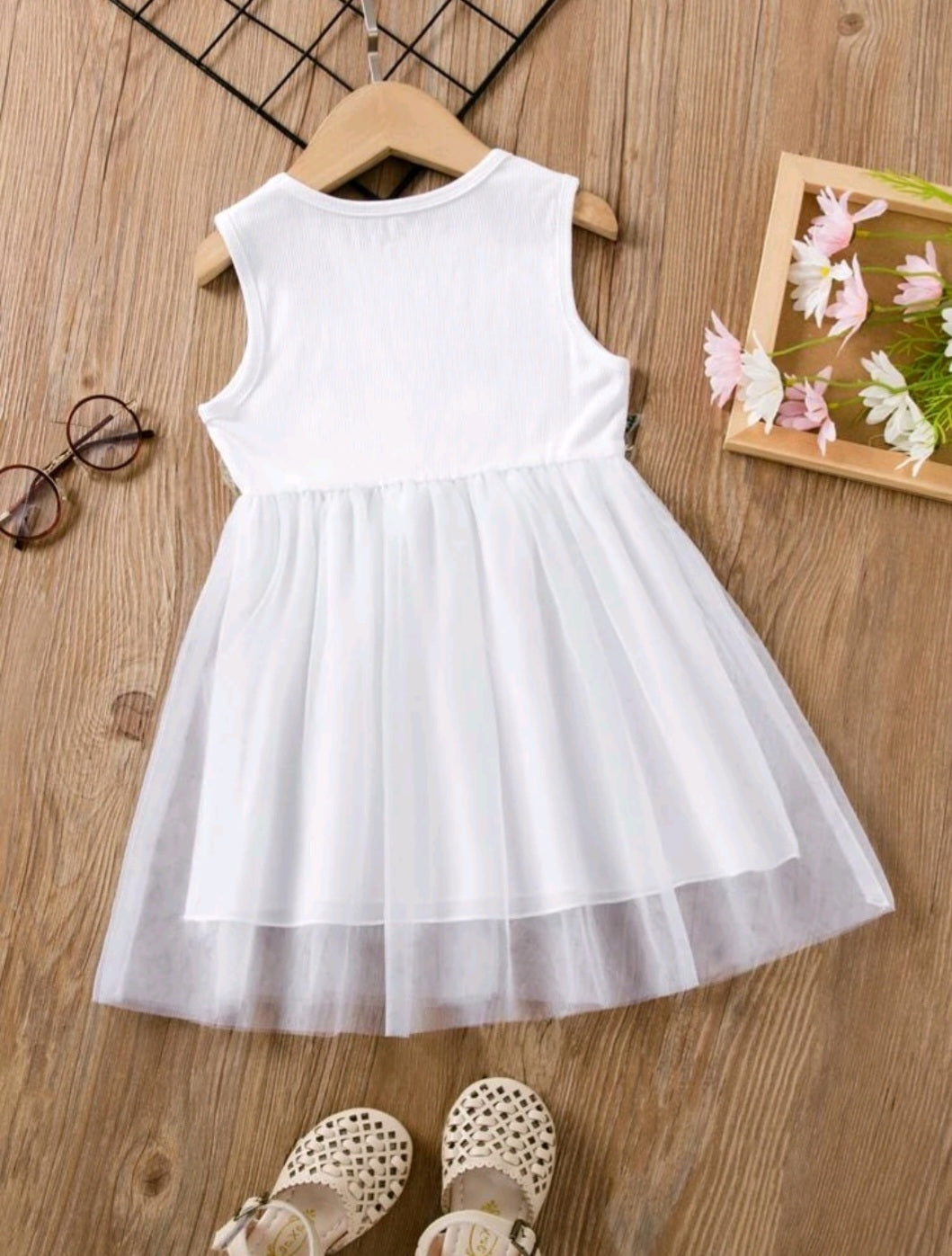 White Ribbed Floral Dress - Image 3